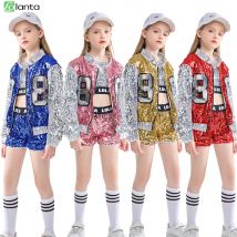 LOlanta Girls Sequin Dance Costume Sparkle Hip Hop Jazz Dance Dresses Modern Dancing Outfits 4-14 Years