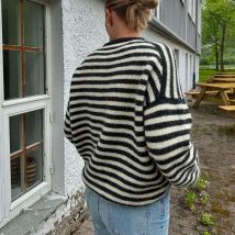 Frauen Herbst Winter gestrickt schwarz weiß gestreiften Pullover lässige Pullover Pullover lose warme Pullover Streetwear Strickwaren y2k Tops