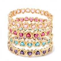 2024 Gold Color Love Bangle For Women Rhinestone Peach Elastic Bangle