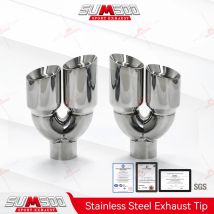 SUMSOO 1 Piece U Type 304 Stainless Steel Genuine Dual Car Accessories Auto Exhaust Tip Double End Pipe For Modification Muffler