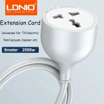 LDNIO-cable de extensión de regleta de alimentación de 5m, tomas universales de 2500w, enchufe interior y exterior para ventilador de TV, hervidor de agua, toma de corriente para motocicleta