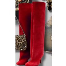 2025Damen Herbst und Winter Neue Slim Fit High Heels Kniehohe Stiefel Modische Plus Size Mittellange Stiefel Ritterstiefel