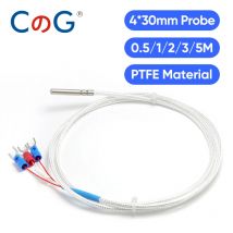 CG 4*30mm Sonda per slot a rullo in acciaio inossidabile PT100 Sensore di temperatura Resistenza termica con filo impermeabile in PTFE da 0,5/1/2/3/5M