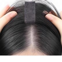 Keine Clip-Topper, Echthaar-Fransen, verbesserte magische Paste, Haar-Topper, Pony für Frauen, flauschige Haarabdeckung, spärliche Haarnähte, Patches