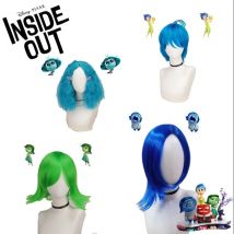 Inside Out 2 Envy Joy Sadness Disgust parrucca sintetica corta blu riccia calore parrucchino parrucca cosplay in maschera