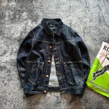 American Vintage lässig 16oz Schwergewicht Jeans jacke Herren Amekaji Workwear Motorrad Japan Soul Blue Stickerei gewaschene Mäntel