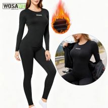 WOSAWE Set di biancheria intima termica foderata in pile da donna Strato base per sci da moto Inverno caldo mutandoni lunghi Camicie e top Pantaloni