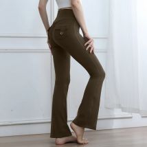 Pantaloni a Zampa Yoga Abbigliamento Esterno Vita Alta Modellanti Senza Cuciture Stile Push-Up Sportivi per Yoga e Fitness