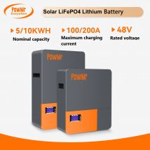 PowMr 48V LiFePo4 Akumulator 100AH/200AH Akumulator 5KWH 10KWH Naścienny fosforan litowo-żelazowy BMS 16S 51.2V Magazyn energii
