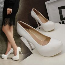 Große Größe 35-47 Weiches Leder Sexy Plattform Frauen Pumpen 14CM Super High Heel Runde Kappe Flache Dame büro Schuhe Party Schwarz Weiß