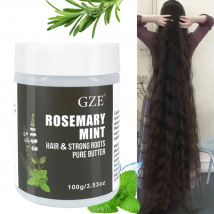 GZE Burro per capelli alla menta e radici forti al rosmarino - Trattamento naturale per la crescita dei capelli e la riparazione dei danni per capelli più forti e più sani