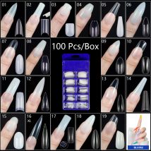 100 stück/Box Acryl Falsche Nagel Tipps Ballerina Gefälschte Nagel Tipps 10 Größen x 10 stücke Mandel Oval Runde platz Nagel Tipps Faux Nägel