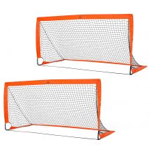 Rete da calcio HOMCOM Gates Set di 2 Mini Gates Pieghevole in tessuto Oxford Arancione