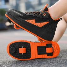 Neue 2-Rad-Leucht-Rollschuhe mit doppeltem Verwendungszweck für Jungen und Mädchen, Studenten, Outdoor-Sportschuhe mit Rädern