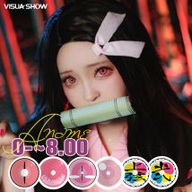 Lenti a Contatto Colorate VISUASHOW per Miopia da -1.00 a -8.00, Cosplay Anime Douma Tanjir, Lenti Morbide Demon Slayer Beauty Colorcon
