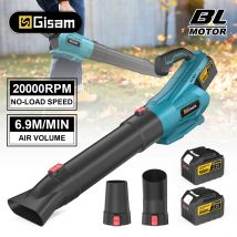 Gisam Bezszczotkowy Dmuchawa do Liści z 2 Rurkami, Mocne Bezprzewodowe Narzędzie Ręczne do Usuwania Kurzu i Śniegu, Kompatybilne z Akumulatorami Makita 18V