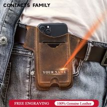 CONTACTS FAMILY 100 % Nubukleder Handyhülle Tasche Herren Handy Loop Holster Gürteltasche für iPhone 16 15 14 Pro Max Mini
