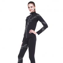 LIUHUO Ice Figure Skating Jacket Pants Women Boy Girl Trousers Roller Top Black Spandex Stretchy Training Competition Teens Kids