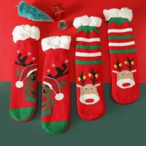 2 Paar Frauen Weihnachts socken Rentier Santa Claus Schneeflocke Weihnachts baum Druck verdicken warmen Anti-Rutsch-Boden Schnee Schlafs ocke Winter