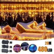Lampki sznurkowe 6.5/20M 200 LED, efekt sopli, świąteczne, 40 elementów, 8 trybów świecenia, wodoodporne, zasilane przez wtyczkę, idealne na święta, wesele, do domu, ogrodu.