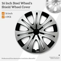 Coprimozzi scudo da 16 pollici Set di 4 Copriruota Copriruota con Toyota Volkswagen Chevy Nissan Sentra Honda Civic Cadillac