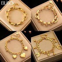 Eilieck 316l Edelstahl Gold Farbe Armreifen Armband für Frauen neue trend ige Handgelenk kette wasserdichten Schmuck Geschenk Party Bijoux