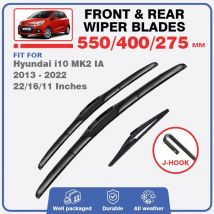 Per Hyundai i10 MK2 IA 2013 - 2022 Grand Spazzole Tergicristallo Anteriore Posteriore Parabrezza Rondella Taglierina Fit U Gancio Bracci 22 "16" 11 "