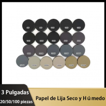 20/50/100 Uds Papel de Lija Seco Húmedo 3 pulgadas 75MM Gancho y bucle Carburo de silicio 60-10000 Granos Disco de lijado impermeable