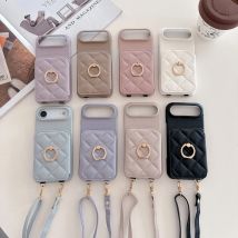Luxus-Schultergurt-Leder-Geldbörsen-Kartenhalter-Hülle für iPhone 17 16 Pro Max 16 15 Plus 14 13 12 mit Lanyard-Ring-Abdeckungstasche