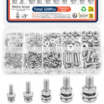 320-teiliges Sortiment an Edelstahlschrauben, Muttern, Unterlegscheiben, rostfrei, metrisches Hardware-Set M2-M5 für DIY-Heimreparaturen, industrielle Nutzung