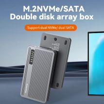 Custodia SSD Blueendless a 2 alloggiamenti RAID M.2 SATA M.2 NVME, custodia SSD RAID NVMe a doppia alloggiamento in alluminio con supporto modalità RAID0/1/PM massima da 16 TB