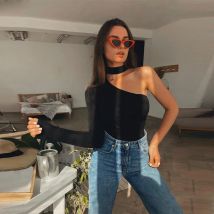 Vintage Y2k Gothic Bodysuits Clothing Solid Jumpsuit Women Long Sleeve Bodycon Sexy Black Body Tops Fashion Streetwear