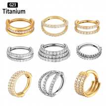 1PC Orecchini Borchie G23 Titanio Piercing Zircone 8/10/12mm Cerchi Clicker Naso Anelli Setto Trago Cartilagine Elica Conchiglia Piercing