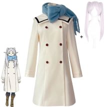Anime Frieren: Beyond Journey's End Frieren Cosplay Kostüm Winter Weißer Wollmantel Mantel Schal Perücke Frau Süßes Weihnachtsset