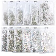 10 Beutel/Lot super glitzernde Strasssteine Kristall AB Farbe ss3-ss50 Nicht HotFix FlatBack Nail Art Strass Dekorationen für Kleidungsstücke