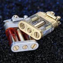 Zorro Winddichtes Rocker-Ölfeuerzeug, Metall, transparent, Doppeltank, 4-farbig, ungewöhnliche Schleifscheibe, Kerosinfeuerzeug, Geschenk für Männer