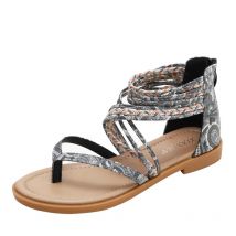 BEYARNE Sommer Sandalen Frau PU Leder mit Kristall Mode Damen Flache Ferse Schuhe Weibliche Flip-Flops Große Plus Größe 36-42