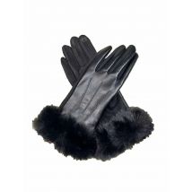 Women Winter Warm PU Leather Suede Splicing Plus Velvet Thicken Gloves Fashion Elegant Cycling Drive Touch Screen Plush Wrist