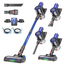 Aspiradora Inalámbrica Erabros EV2 450W 55kpa, Alta Potencia de Succión, Aspiradora de Mano Inteligente para el Hogar, Pantalla LED, para Pisos y Alfombras