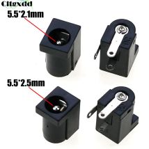 Cltgxdd 10/20/50/100pcs DC Power Jack Female Socket Connector DC005 5.5*2.1mm 5.5x2.5mm 3Pin Right Angle PCB Mount Terminal