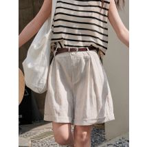 Sommer Damen lässig solide hohe Taille lose breite Bein Shorts