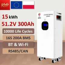 Pacco batteria al litio LiFePO4 da 15 kWh, 51,2 V, 300 Ah, 10000 cicli per sistema fotovoltaico di accumulo di energia solare da 48 V, CE