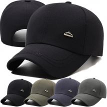 Heißer Verkauf Männer Einfarbig Kappe Outdoor Fashion Angeln Baseball Kappe Freizeit Berggipfel Metall Label Baseball Hut für Casual Wear