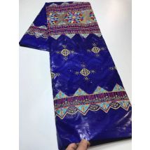 Afrikanischer bazin reicher spitzens toff gute qualität sticken blau goldene farbe original baumwoll material zum nähen einheitliches hochzeits kleid