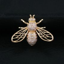 Trendy Tier Kristall Biene Brosche Metall Zirkon Anstecknadeln männer Anzug Hemd Kleine Kragen Pin Corsage Schmuck für Frauen Zubehör