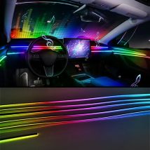 Kolorowy Streamer samochodowe światła otoczenia RGB 64 kolorowe uniwersalne wnętrze LED ukryte