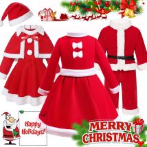 2023 Neujahr Festival Kleidung Set St. Nicholas Kleid mit Hut für Mädchen Jungen Weihnachten Weihnachtsmann Cosplay Anzug Weihnachten Party Tragen