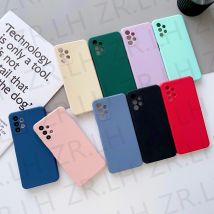 Custodia quadrata in silicone liquido per Samsung Galaxy S24 S23FE S22 S21 S20Ultra A55 A35 A14 A15 A53 A52 A51 A13 Sottile copertura morbida della caramella