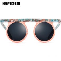 HEPIDEM Acetat-polarisierte Sonnenbrille für Damen, neu in trendiger Mode, berühmte Markendesigner, Retro-Vintage-Sonnenbrille, rund, y2k 9339