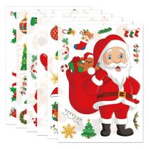 6 Stück Weihnachtsaufkleber, Glasfensteraufkleber, Weihnachtsmann, Schneemann, Elch, Szenenlayout, elektrostatische Wandaufkleber, Weihnachtsschmuck